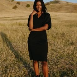 Piper & Scoot: The Graceful Puff Sleeve Dress In Black