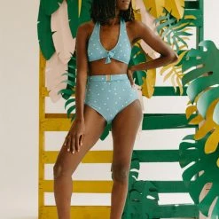Piper & Scoot SWIM: Kingdom & State Cabana Dotted Bow Top In Blue