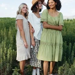 Piper & Scoot The Elba Eyelet Detail Dress In Green