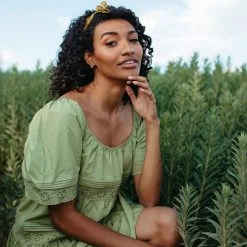 Piper & Scoot The Elba Eyelet Detail Dress In Green