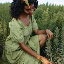 Piper & Scoot The Elba Eyelet Detail Dress In Green