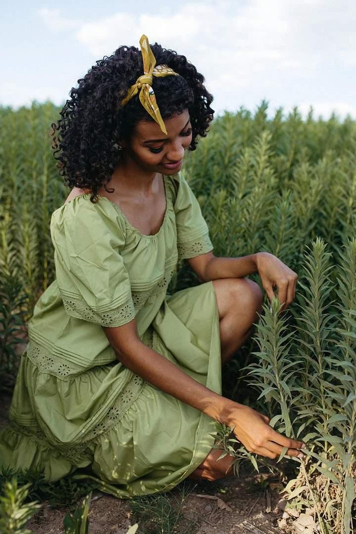 Piper & Scoot The Elba Eyelet Detail Dress In Green