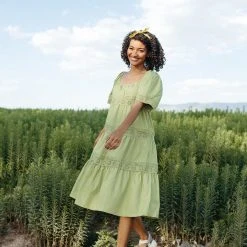 Piper & Scoot The Elba Eyelet Detail Dress In Green