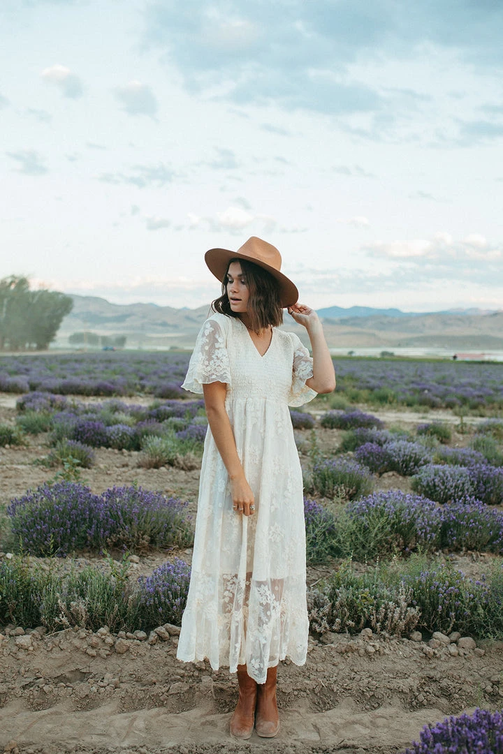 P+S Exclusives Piper & Scoot: The Emery Lace Maxi Dress In Cream