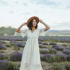 P+S Exclusives Piper & Scoot: The Emery Lace Maxi Dress In Cream