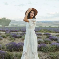 P+S Exclusives Piper & Scoot: The Emery Lace Maxi Dress In Cream