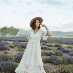 P+S Exclusives Piper & Scoot: The Emery Lace Maxi Dress In Cream