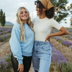 Piper & Scoot Tops The Peace On Earth Sweatshirt In Baby Blue