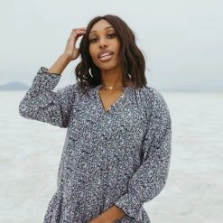 Piper & Scoot: The Spencer Patterned Midi Dress In Midnight