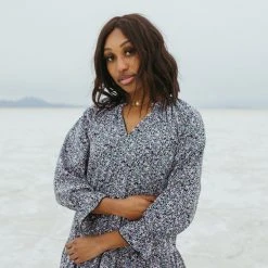 Piper & Scoot: The Spencer Patterned Midi Dress In Midnight