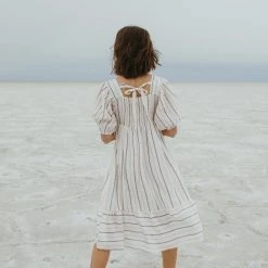 Piper & Scoot The Zane Square Neck Striped Dress In Ivory