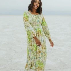 Piper & Scoot: The Kennedy Floral Maxi Dress In Green Dresses