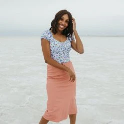 Piper & Scoot Tops The Judd Floral Bodysuit In Blue