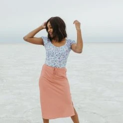 Piper & Scoot The Kassie Drawstring Skirt In Ginger Bottoms + Jumpsuits