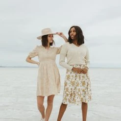 Piper & Scoot Dresses The Matthews Smocked Floral Dress In Ivory