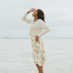 Piper & Scoot Dresses The Matthews Smocked Floral Dress In Ivory