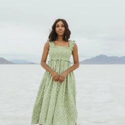 Piper & Scoot The Joan Floral Tank Dress In Green Dresses