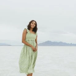 Piper & Scoot The Joan Floral Tank Dress In Green Dresses