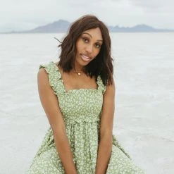 Piper & Scoot The Joan Floral Tank Dress In Green Dresses