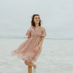 Piper & Scoot The Frances Floral Dress In Rose Dresses