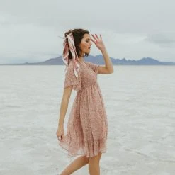 Piper & Scoot The Frances Floral Dress In Rose Dresses