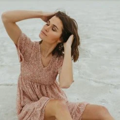 Piper & Scoot The Frances Floral Dress In Rose Dresses