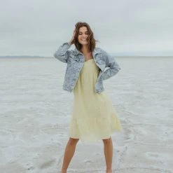 Piper & Scoot The Roads Square Neck Dress In Light Yellow Dresses