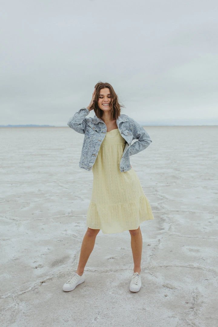 Piper & Scoot The Roads Square Neck Dress In Light Yellow Dresses