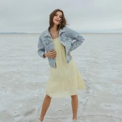 Piper & Scoot The Roads Square Neck Dress In Light Yellow Dresses