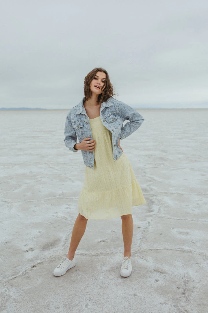 Piper & Scoot The Roads Square Neck Dress In Light Yellow Dresses