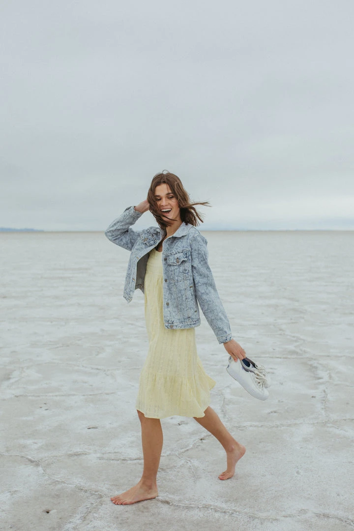 Piper & Scoot The Roads Square Neck Dress In Light Yellow Dresses