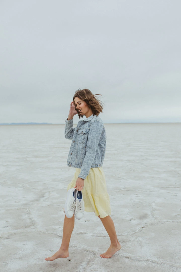 Piper & Scoot The Roads Square Neck Dress In Light Yellow Dresses