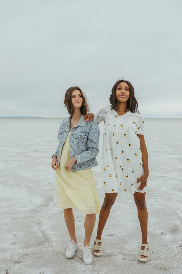 Piper & Scoot The Roads Square Neck Dress In Light Yellow Dresses