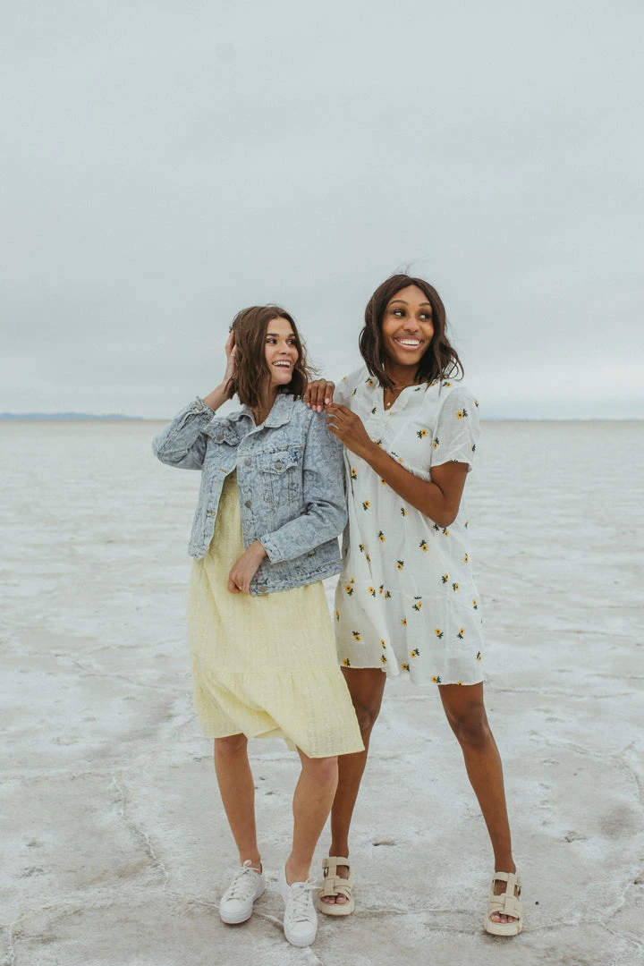 Piper & Scoot The Roads Square Neck Dress In Light Yellow Dresses