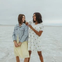 Piper & Scoot The Roads Square Neck Dress In Light Yellow Dresses