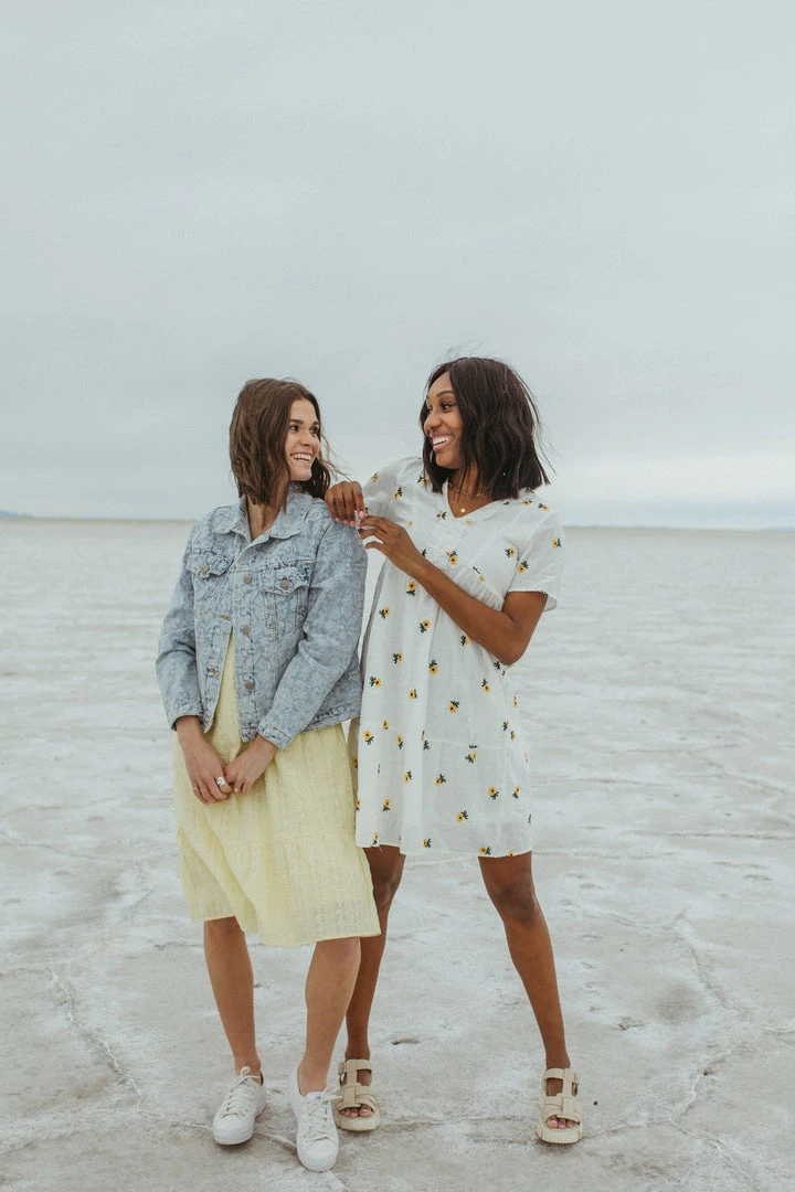 Piper & Scoot The Roads Square Neck Dress In Light Yellow Dresses