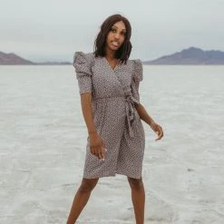 Piper & Scoot The Zilles Puff Sleeve Floral Dress In Lavender + Black