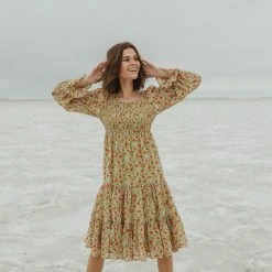 Piper & Scoot The Seattle Floral Midi Dress In Green