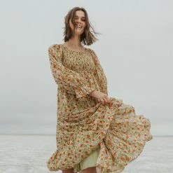 Piper & Scoot The Seattle Floral Midi Dress In Green