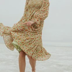 Piper & Scoot The Seattle Floral Midi Dress In Green