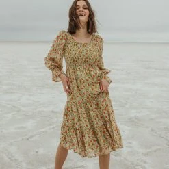Piper & Scoot The Seattle Floral Midi Dress In Green