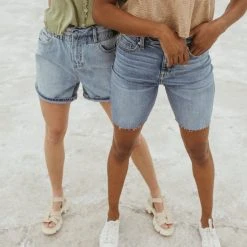 Piper & Scoot Denim: The High Rise Bermuda Short In Medium Blue