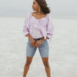 Piper & Scoot The Player Sweetheart Blouse In Lavender