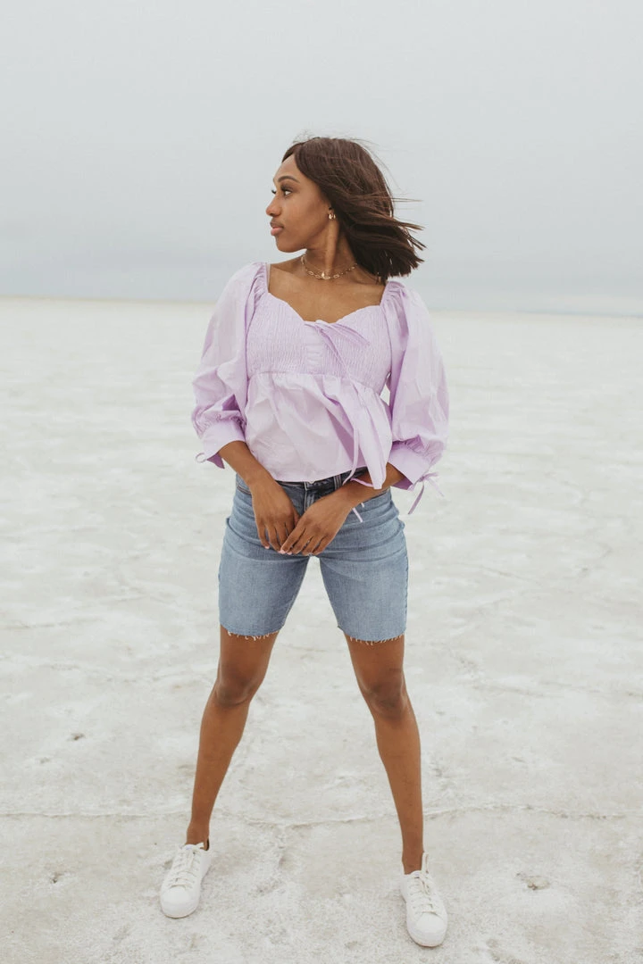 Piper & Scoot The Player Sweetheart Blouse In Lavender