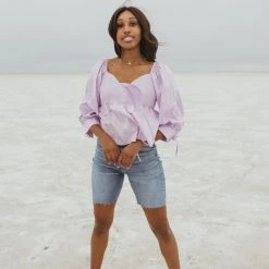 Piper & Scoot The Player Sweetheart Blouse In Lavender