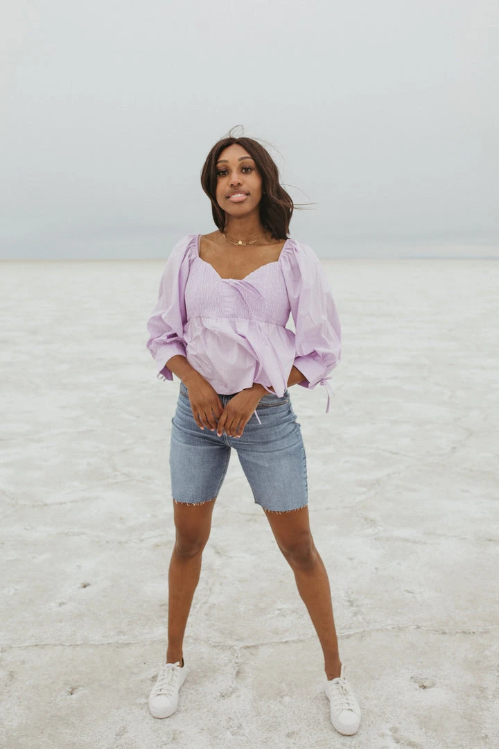 Piper & Scoot The Player Sweetheart Blouse In Lavender