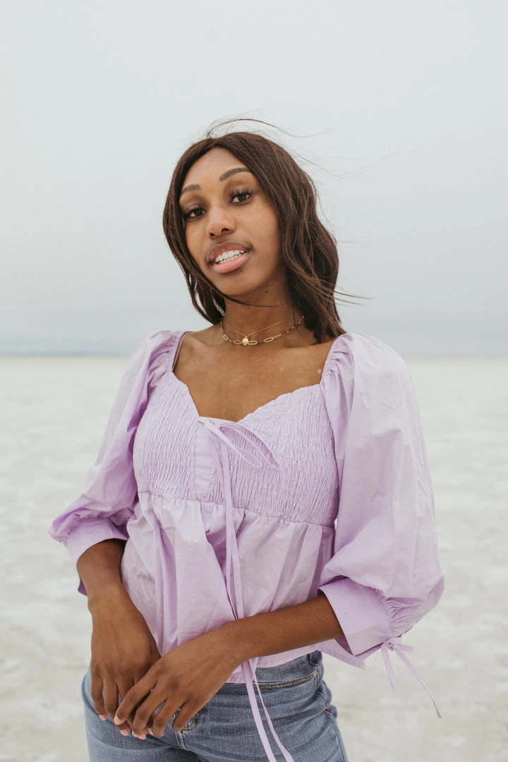 Piper & Scoot The Player Sweetheart Blouse In Lavender