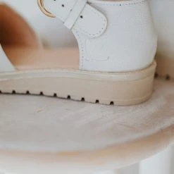 Shoes Piper & Scoot: The Kylee Mary Jane Platform Leather Sandal In Salt