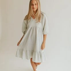 Piper & Scoot Dresses The Bodie Seersucker Textured Dress In Green