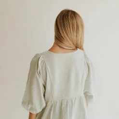 Piper & Scoot Dresses The Bodie Seersucker Textured Dress In Green